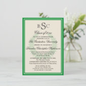 Invitation Green Monogram Laurel Classic College Graduation (Debout devant)