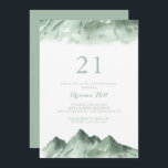 Invitation Green Mountain Country 21e fête d'anniversaire<br><div class="desc">Cette invitation à la fête du 21e anniversaire de ce pays de montagne vert est parfaite pour un événement rustique. L'aménagement comprend une aquarelle peinte à la main dans la montagne verte,  inspirée d'un thème campagnard.</div>