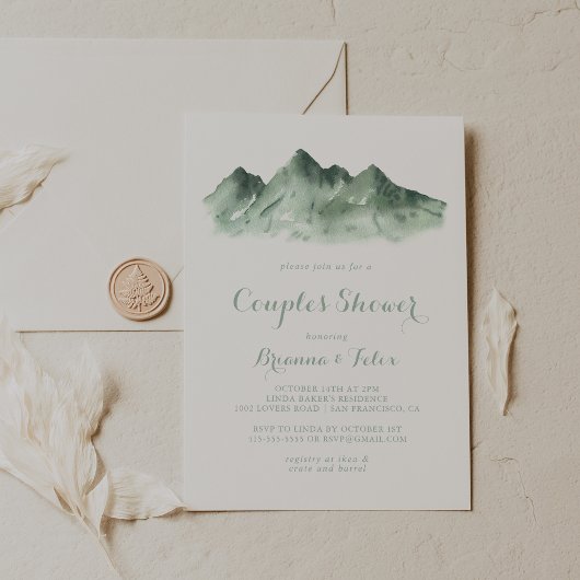 Invitation Green Mountain Country Calligraphie Couples Douche