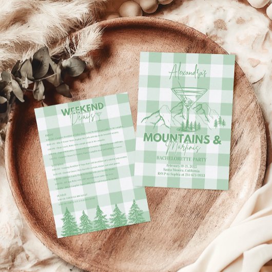 Invitation Green Mountains et Martinis Bachelorette