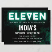 Invitation Green Neon 11e anniversaire (Devant / Derrière)