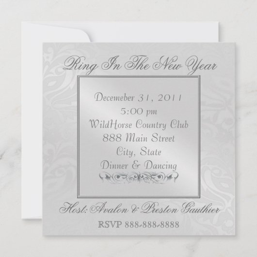 Invitation Green New Years Masquerade Argent (Dos)