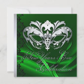 Invitation Green New Years Masquerade Argent (Devant)