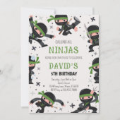 Invitation Green Ninja Guerrier Arts Martiaux Anniversaire (Devant)