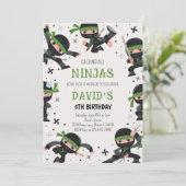 Invitation Green Ninja Guerrier Arts Martiaux Anniversaire (Debout devant)