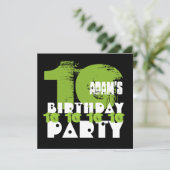 Invitation GREEN NOIR 10e fête d'anniversaire 10 ans V02B1 (Debout devant)