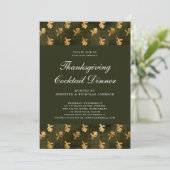 Invitation Green Oak Gold Leaf Thanksgiving Cocktail Party (Debout devant)