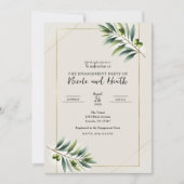Invitation Green Olive Leaf Bone White Gold (Devant)