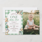 Invitation Green One Lucky Duck 1er Anniversaire Photo Invita (Devant)