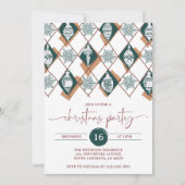 Invitation Green Ornaments Snowflakes Christmas Party (Devant)
