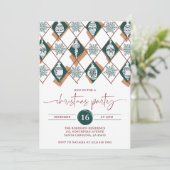 Invitation Green Ornaments Snowflakes Christmas Party (Debout devant)