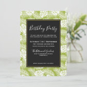 Invitation Green Palm Feuille Rainforest Motif Anniversaire (Debout devant)