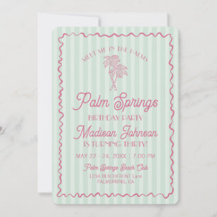 Invitation Green Palm Springs Pastel Beach Anniversaire