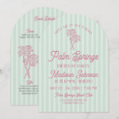 Invitation Green Palm Springs Pastel Beach Anniversaire (Devant / Derrière)