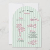 Invitation Green Palm Springs Pastel Beach Anniversaire Week- (Dos)