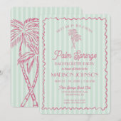 Invitation Green Palm Springs Pastel Beach Bachelorette Party (Devant / Derrière)