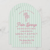 Invitation Green Palm Springs Pastel Beach Bachelorette Party (Devant / Derrière)