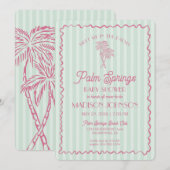 Invitation Green Palm Springs Pastel Beach Cabana Baby shower (Devant / Derrière)