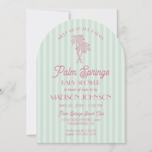 Invitation Green Palm Springs Pastel Beach Cabana Baby shower (Devant)