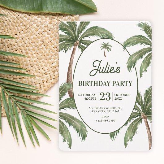Invitation Green palm tree 