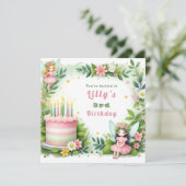 Invitation Green Pastel Fairy Anniversaire - (Debout devant)