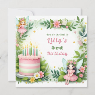 Invitation Green Pastel Fairy Anniversaire -