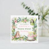 Invitation Green Pastel Fairy Premier anniversaire - (Debout devant)