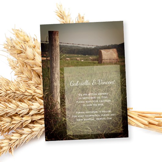 Invitation Green Pastures Country Farm Mariage Enregistrer la