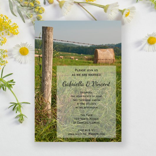Invitation Green Pastures Mariage de ferme de campagne