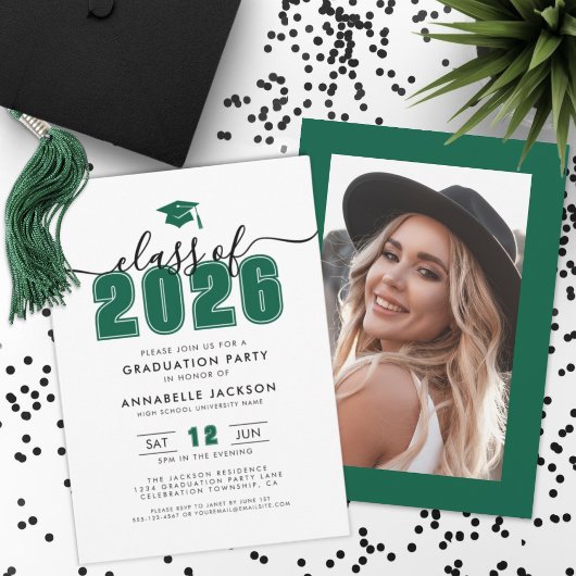 Invitation Green Photo Graduation Party