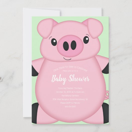 Invitation Green Pig Baby (Devant)