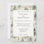 Invitation Green Pine Trees Wedding (Devant)
