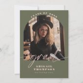 Invitation Green & Pink Arch Photo Script Graduation (Devant)