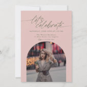 Invitation Green & Pink Arch Photo Script Graduation (Dos)