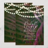 Invitation Green Pink Palm Feuilles Fête des mariées lumière (Devant / Derrière)