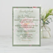 Invitation Green & Pink Rose Rose Simple Mariage (Debout devant)