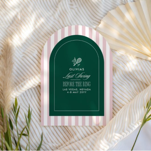 Invitation Green & pink tennis bachelorette itinerary