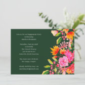 Invitation Green Pink Watercolor Floral Engagement Party (Debout devant)