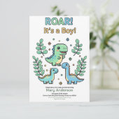 Invitation Green Pixelated Dinosaur Baby Shower party boy (Debout devant)
