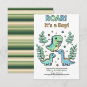 Invitation Green Pixelated Dinosaur Baby Shower party boy (Devant / Derrière)