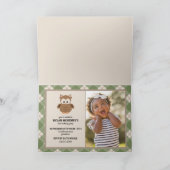 Invitation Green Plaid Cute Owl Photo 2e anniversaire (Intérieur)