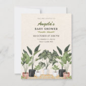 Invitation Green plants baby shower (Devant)