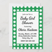 Invitation Green Polka Dot Mère À Être Mignonne Bébé Fille Do (Devant)