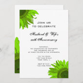 Invitation Green Pop Art Tournesol Mariage Anniversaire (Devant / Derrière)