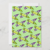 Invitation Green Purple Artist Crayons Enfant fête d'annivers (Dos)