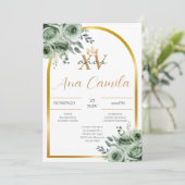 Invitation Green Quinceanera (Debout devant)