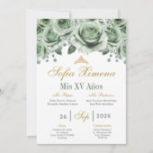 Invitation Green Quinceanera (Devant)