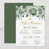 Invitation Green Quinceanera (Devant / Derrière)