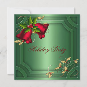 Invitation Green Red Bells Corporate Holiday Party