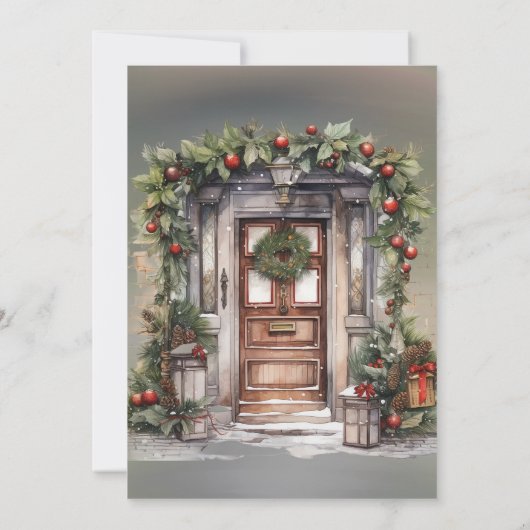 Invitation Green Red Berry Décor Porte Light (Dos)